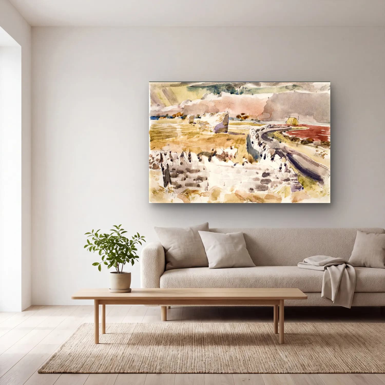 Paul Nash – Oxfordshire Landscape cam tablo — açık renk salonda