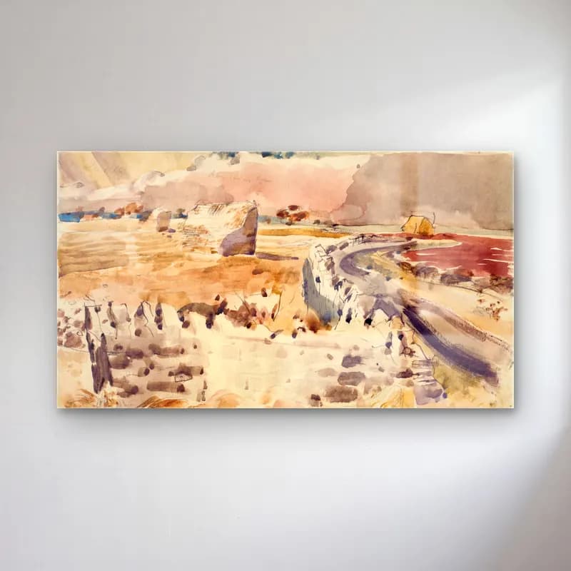 Suluboya Karlı Kış Manzarası No. 69 cam tablo — Suluboya Karlı Kış Manzarası No. 69 — suluboya karlı kış manzarası