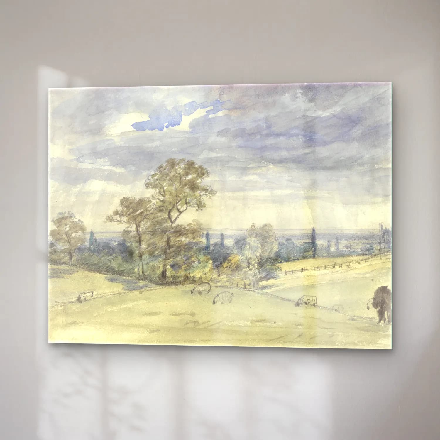 Suluboya Kır Evi No. 30 cam tablo — sağ açıdan görünüm