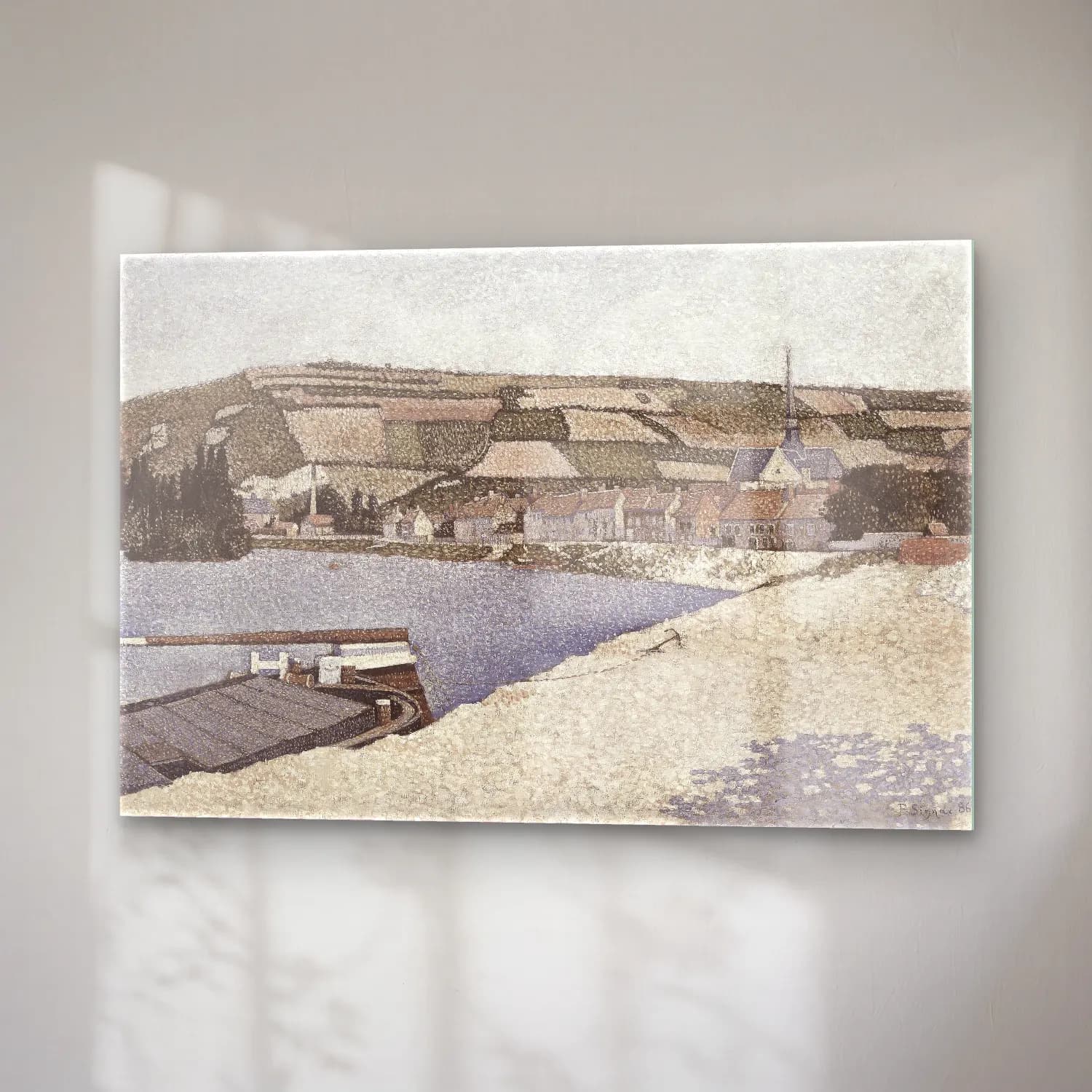 Vintage Liman ve Tekneler No. 22 cam tablo — sağ açıdan görünüm