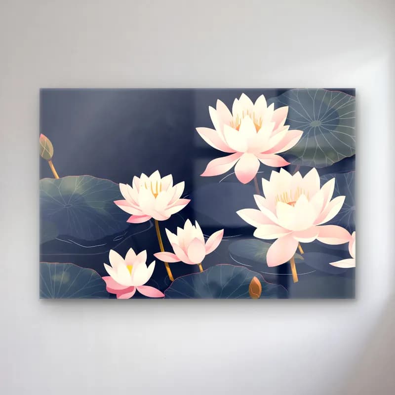 Pastel Lotus Çiçekleri – Pembe Tonlar cam tablo — Pastel Lotus Çiçekleri – Pembe Tonlar — pastel lotus çiçekleri