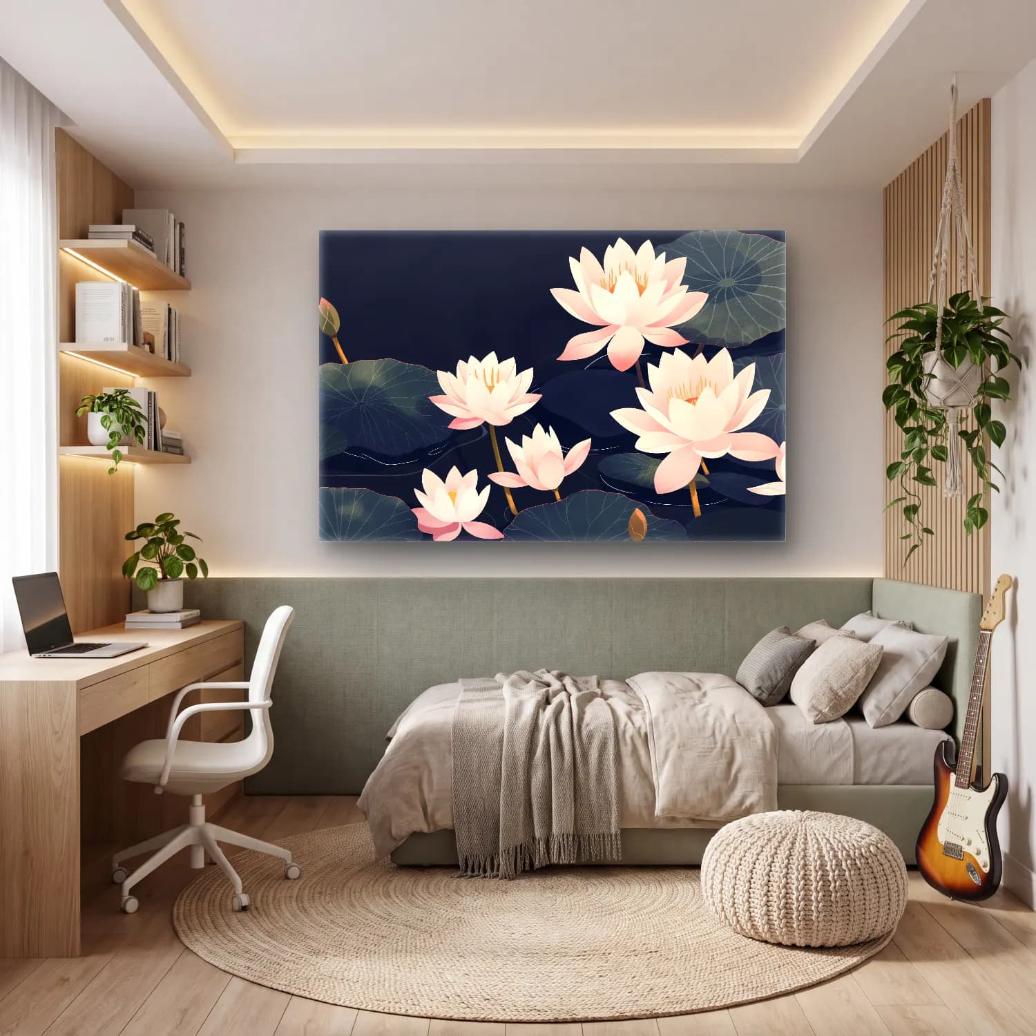 Pastel Lotus Çiçekleri – Pembe Tonlar cam tablo — genç odasında
