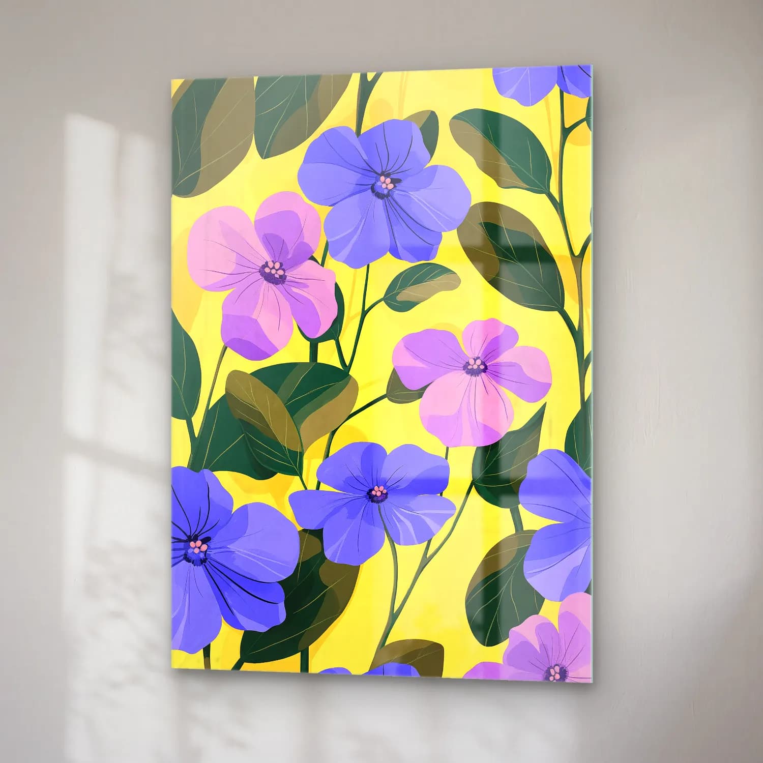 Pastel Çiçek Deseni No. 27 cam tablo — sağ açıdan görünüm