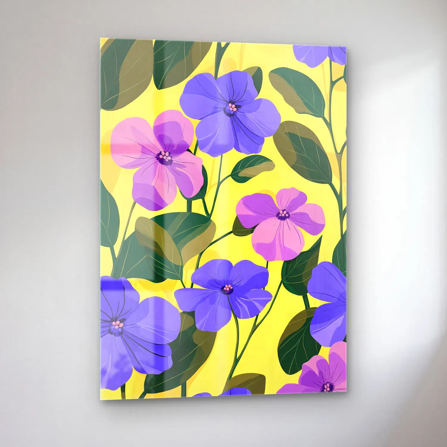 Pastel Çiçek Deseni No. 27 cam tablo — sol açıdan görünüm