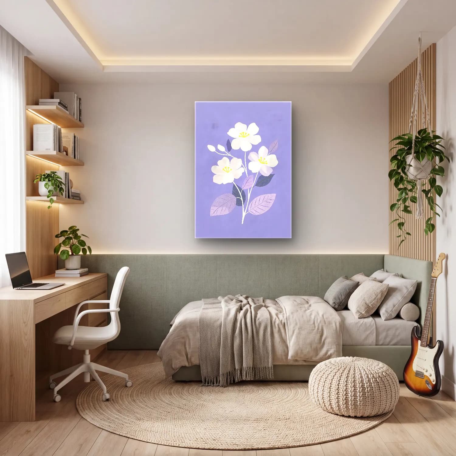 Pastel Manolya No. 4 cam tablo — genç odasında