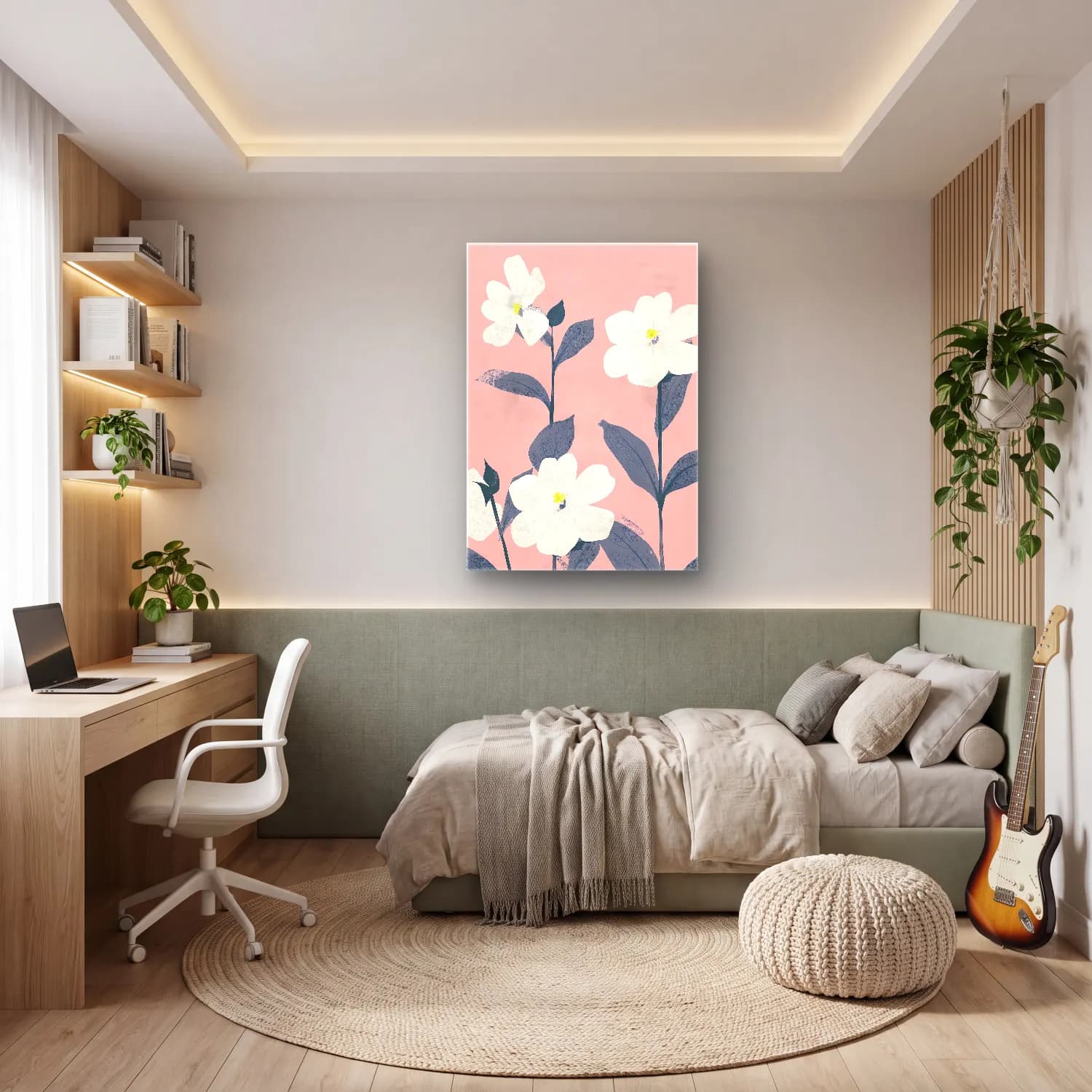 Pastel Manolya – Pembe Tonlar cam tablo — genç odasında