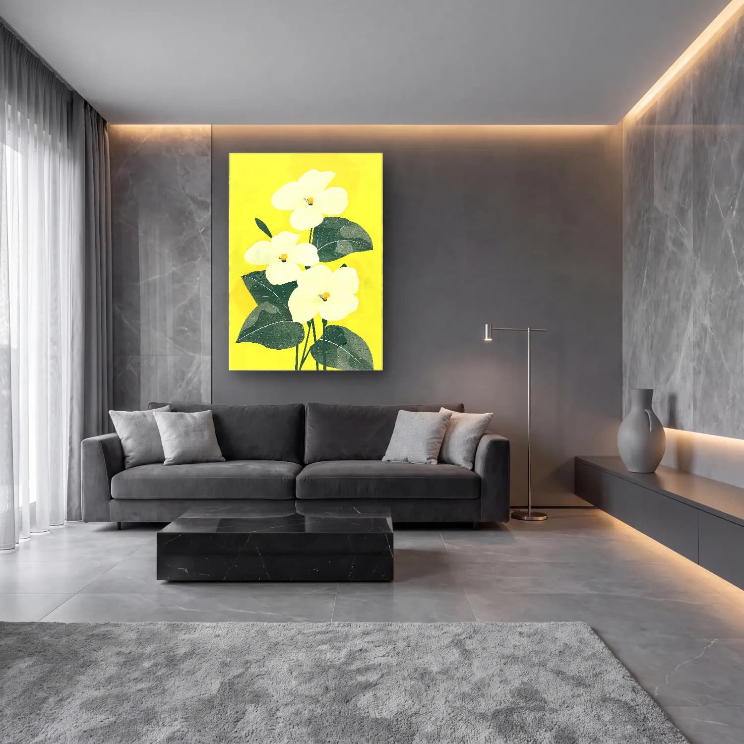 Botanik İllüstrasyon Manolya No. 9 cam tablo — lüks salon duvarında