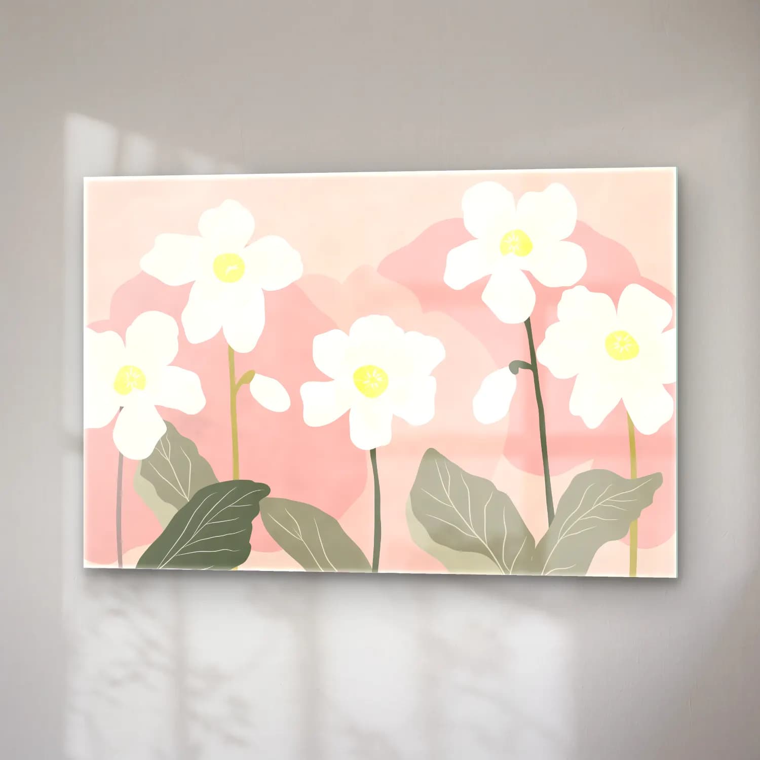 Pastel Çiçek Deseni No. 28 cam tablo — sağ açıdan görünüm