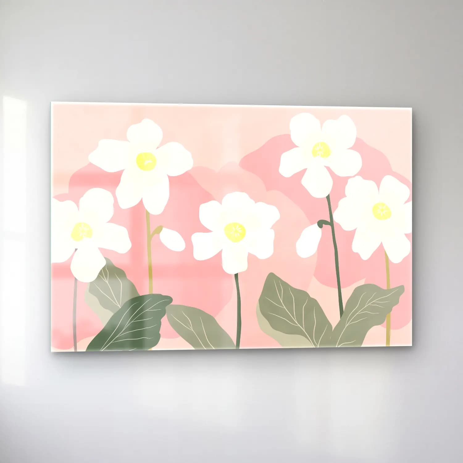 Pastel Çiçek Deseni No. 28 cam tablo — sol açıdan görünüm