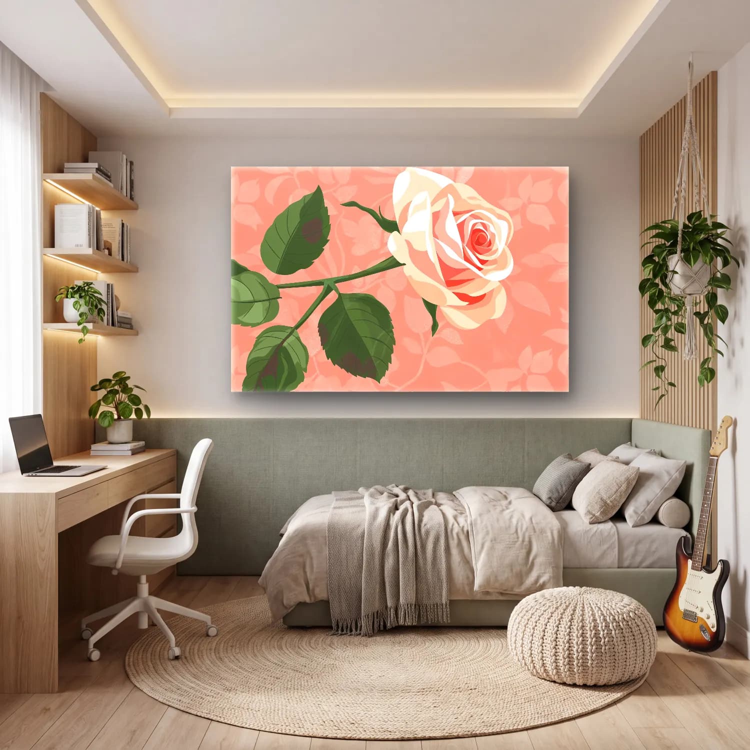 Pastel Güller No. 4 cam tablo — genç odasında
