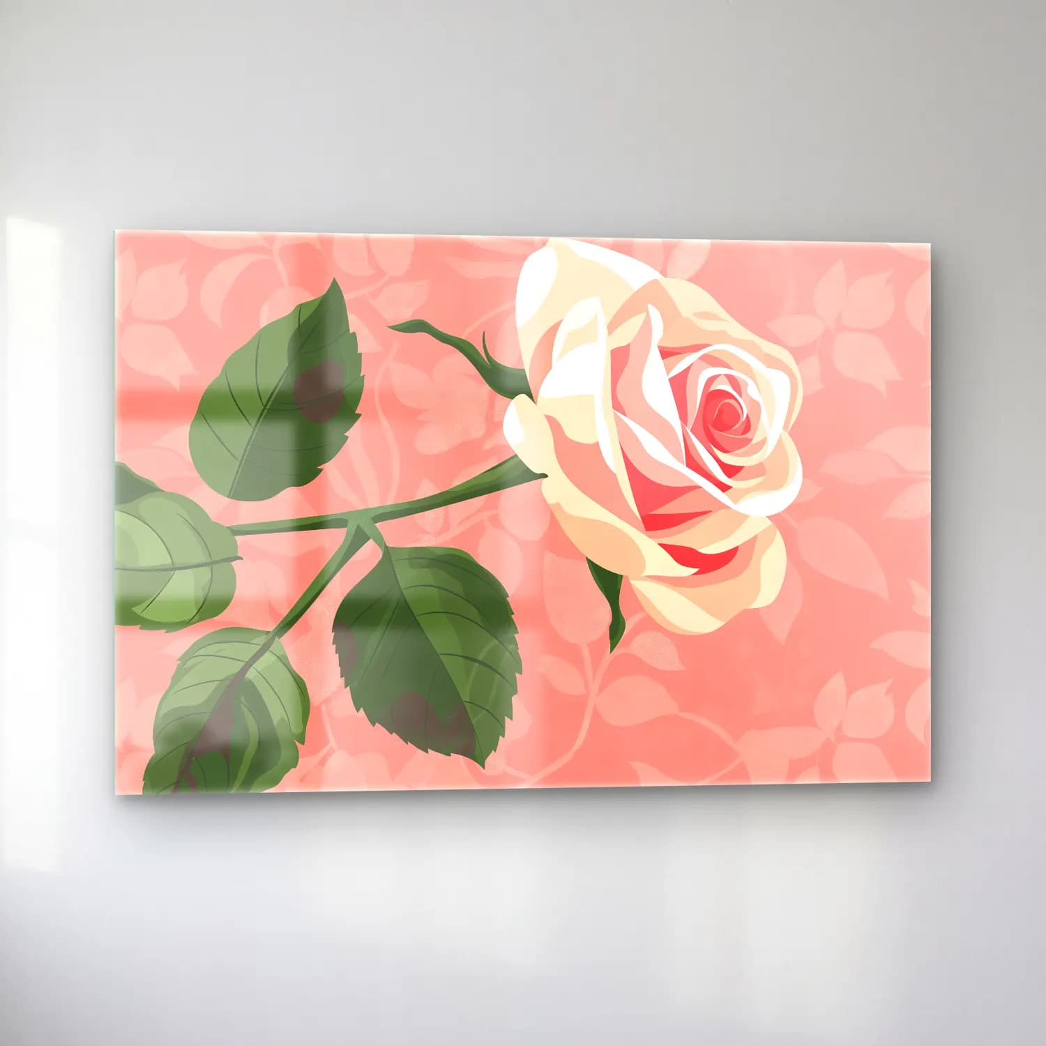 Pastel Güller No. 4 cam tablo — sol açıdan görünüm