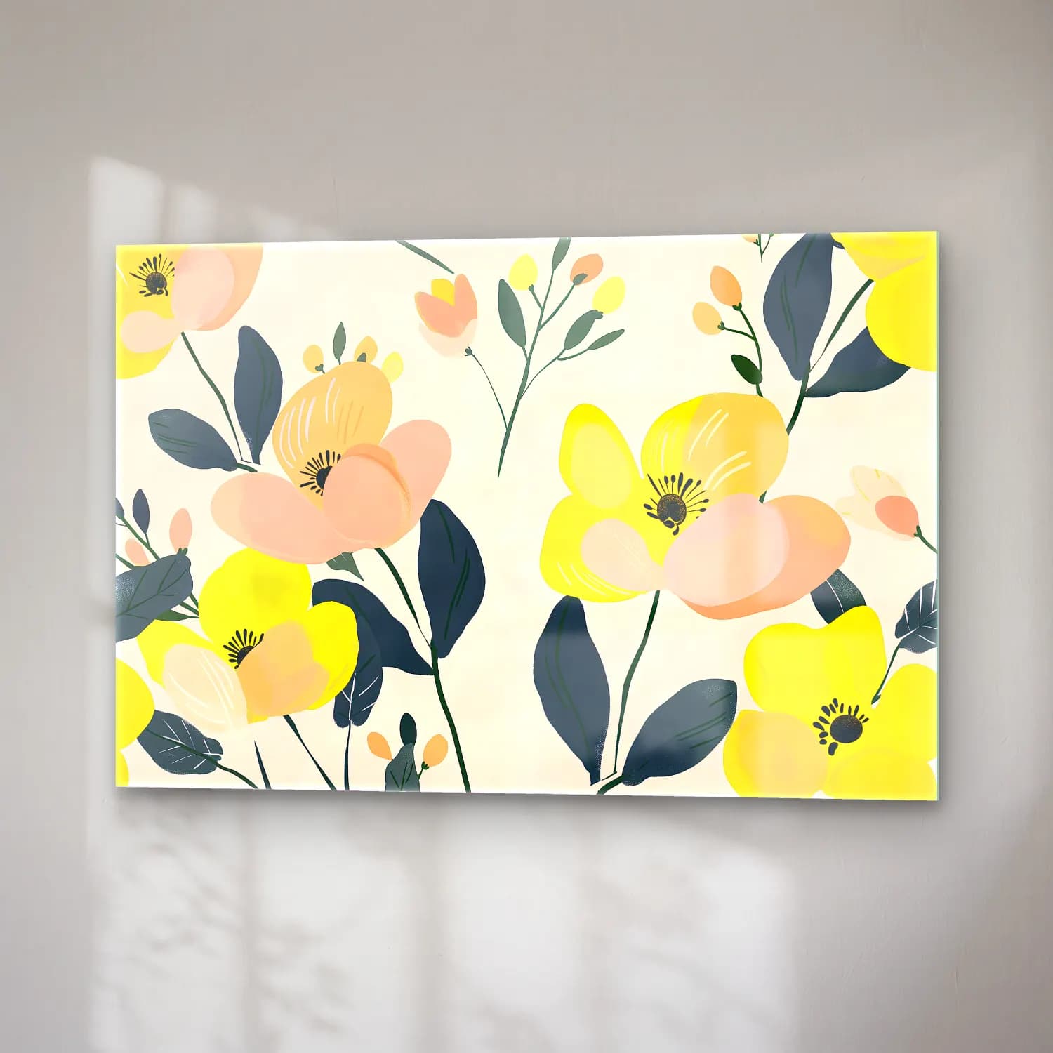 Pastel Çiçek Deseni No. 29 cam tablo — sağ açıdan görünüm