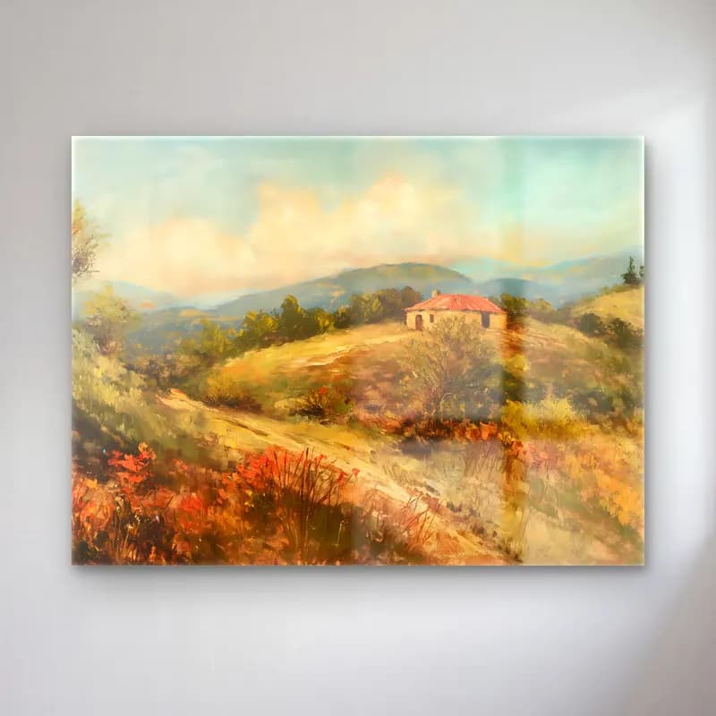 Yağlı Boya Kır Evi No. 4 cam tablo — Yağlı Boya Kır Evi No. 4 — yağlı boya kır evi
