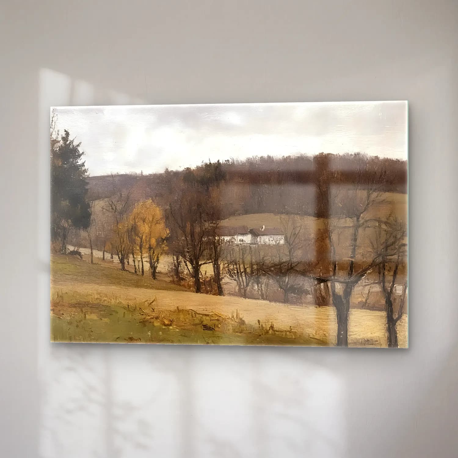 Yağlı Boya Kır Evi No. 7 cam tablo — sağ açıdan görünüm