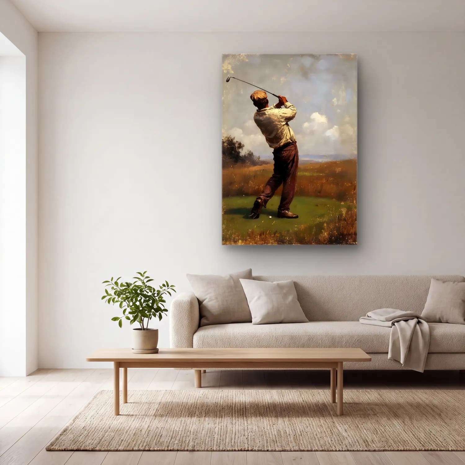 Empresyonist Golf cam tablo — açık renk salonda