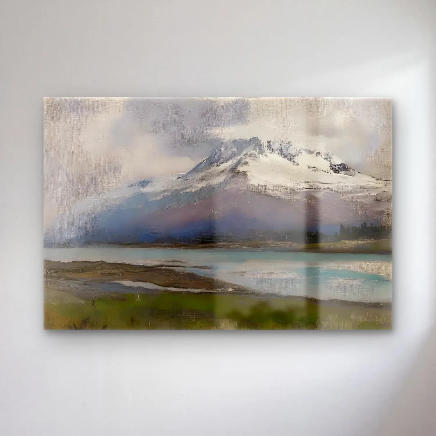 Yağlı Boya Göl ve Dağlar No. 6 cam tablo — Yağlı Boya Göl ve Dağlar No. 6 — yağlı boya göl ve dağlar