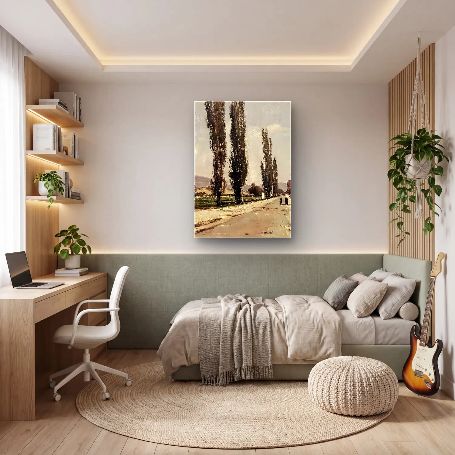 Yağlı Boya Köy Sokağı No. 4 cam tablo — genç odasında