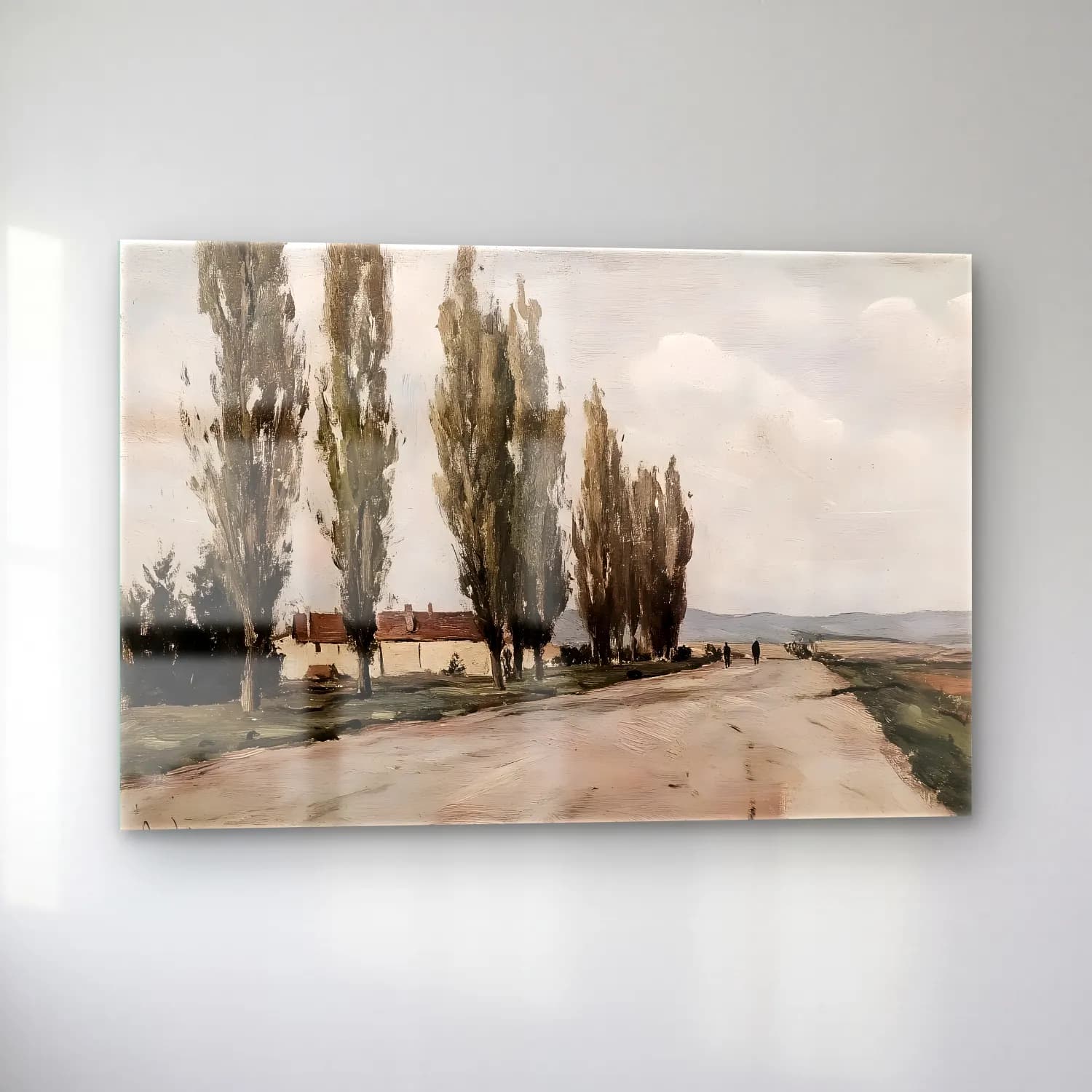 Yağlı Boya Köy Sokağı No. 8 cam tablo — sol açıdan görünüm