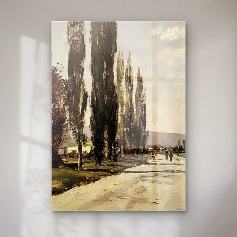 Yağlı Boya Köy Sokağı – Siyah Beyaz Tonlar cam tablo — Yağlı Boya Köy Sokağı – Siyah Beyaz Tonlar — yağlı boya köy sokağı