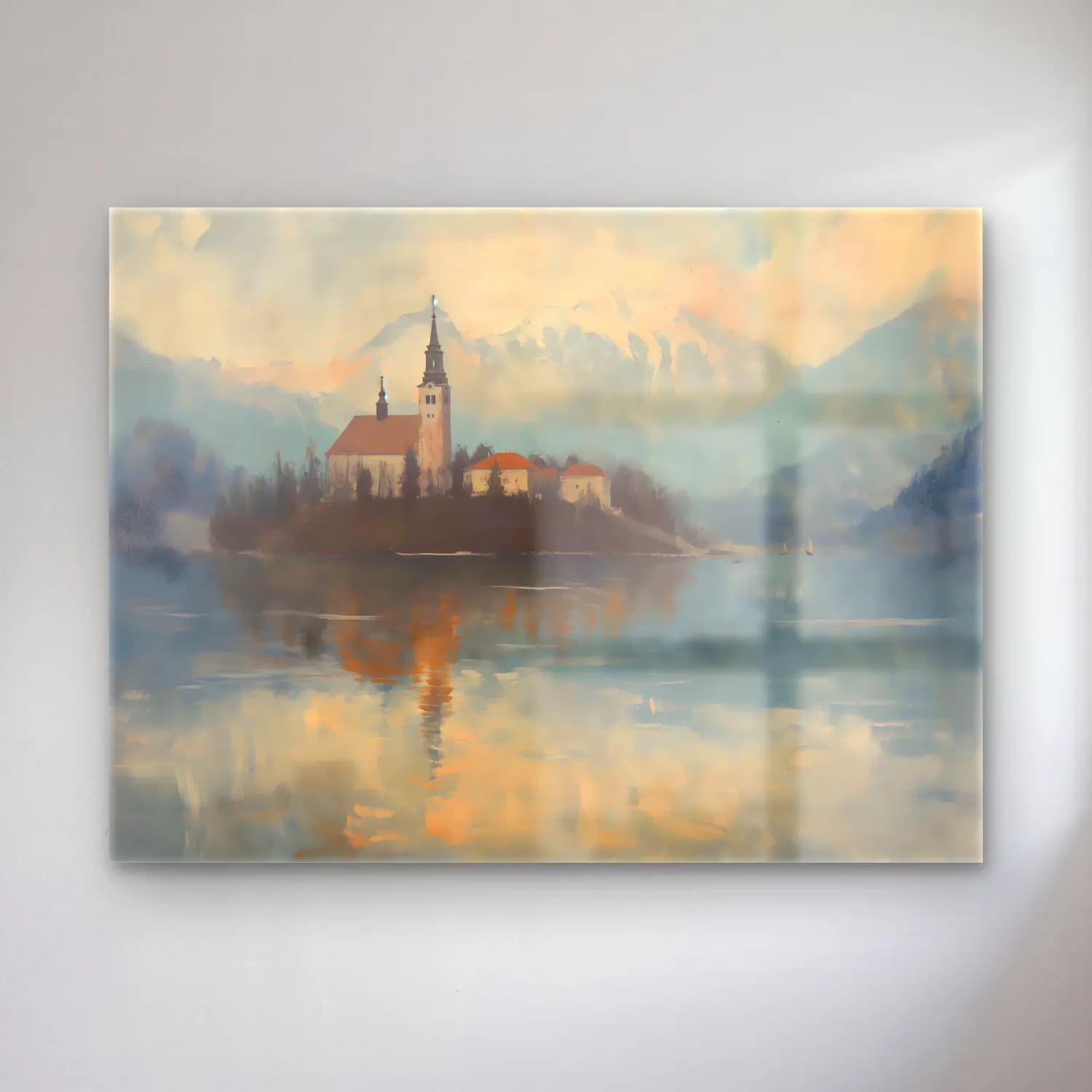 Empresyonist Katedral – Pastel Tonlar cam tablo — Empresyonist Katedral – Pastel Tonlar — empresyonist katedral