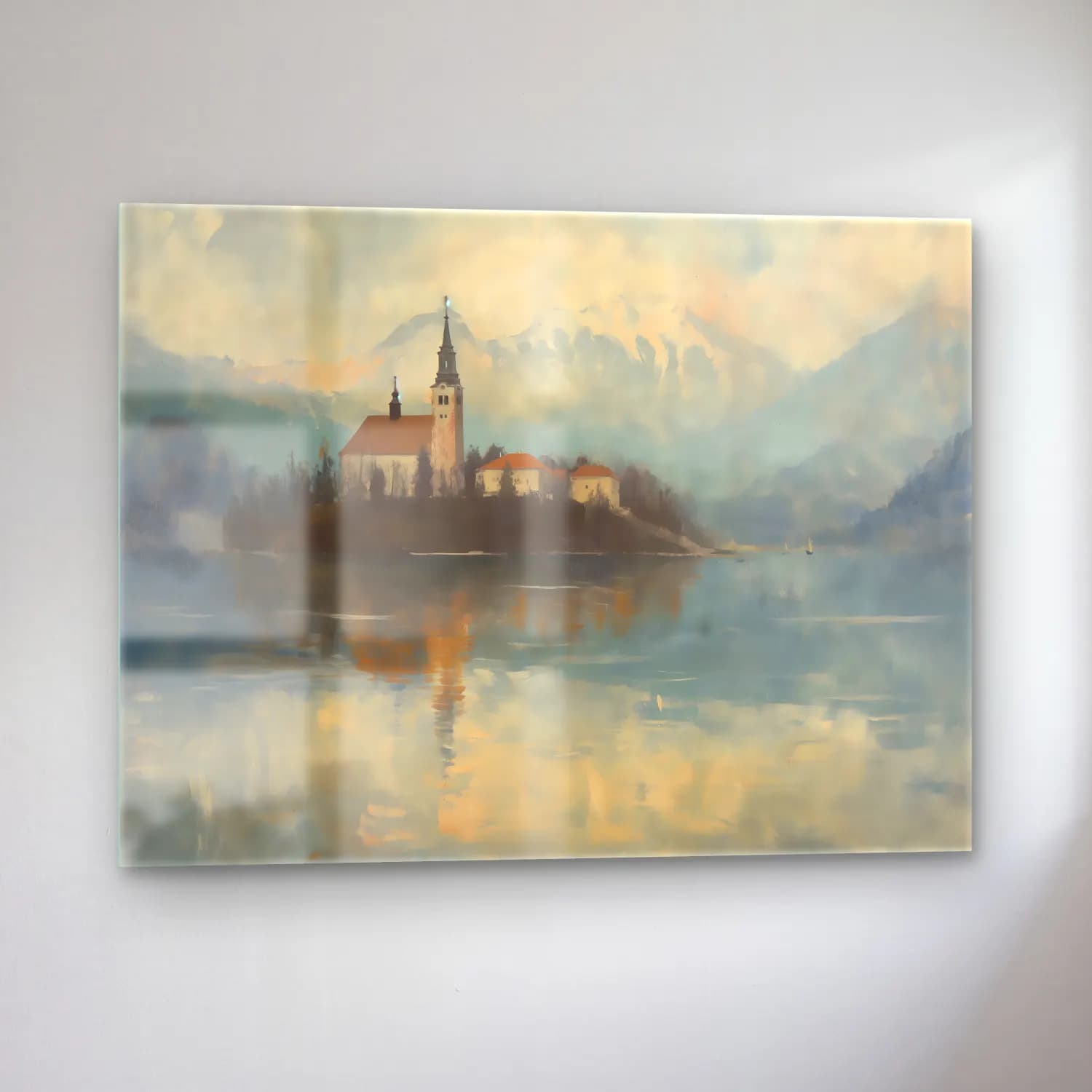Empresyonist Katedral – Pastel Tonlar cam tablo — sol açıdan görünüm
