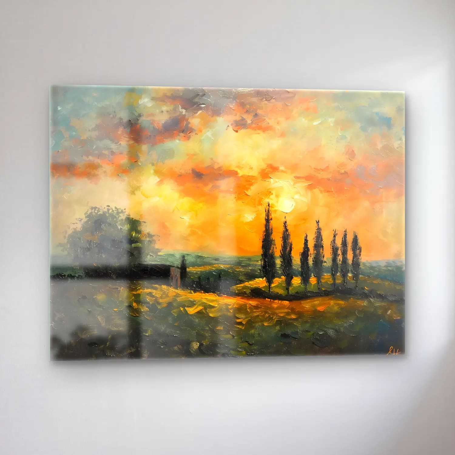 Empresyonist Kır Evi No. 14 cam tablo — sol açıdan görünüm