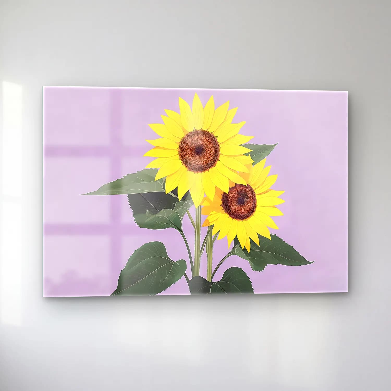 Pastel Ayçiçekleri cam tablo — sol açıdan görünüm