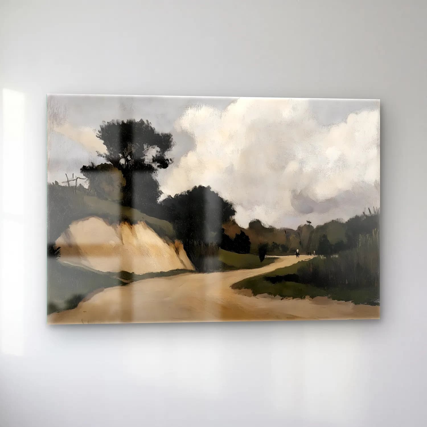 Yağlı Boya Soyut Manzara No. 12 cam tablo — sol açıdan görünüm