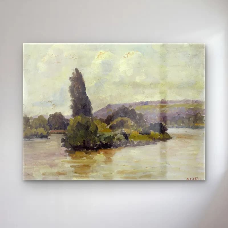 Empresyonist Kırda Nehir No. 18 cam tablo — Empresyonist Kırda Nehir No. 18 — empresyonist kırda nehir