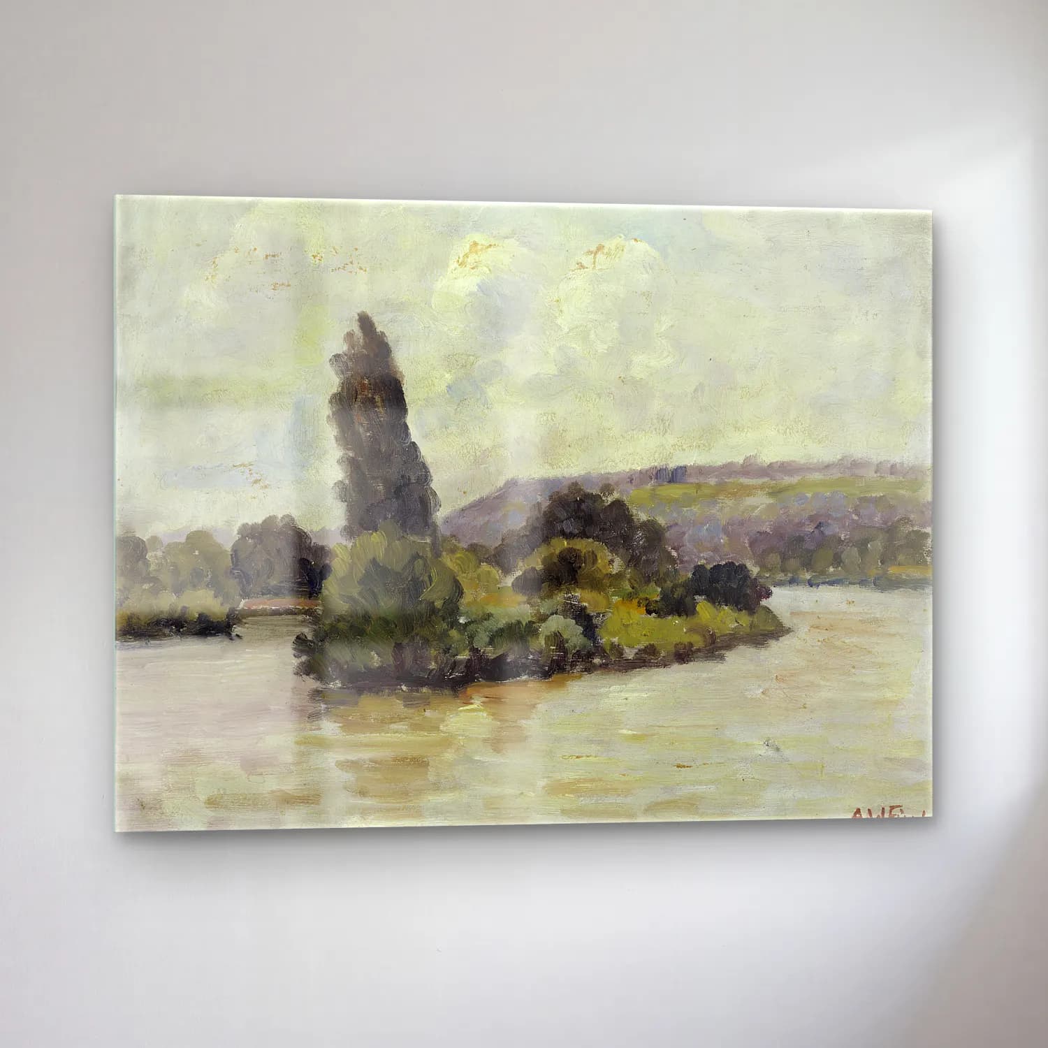 Empresyonist Kırda Nehir No. 18 cam tablo — sol açıdan görünüm