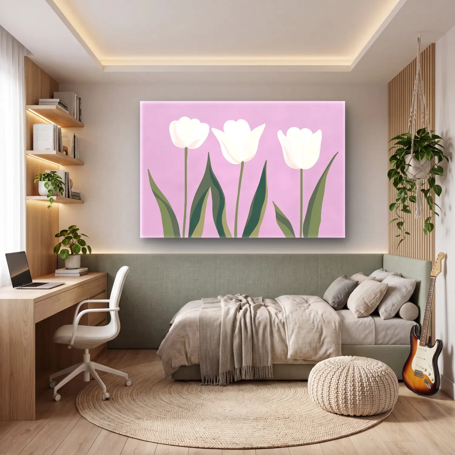 Pastel Laleler – Pembe Tonlar cam tablo — genç odasında