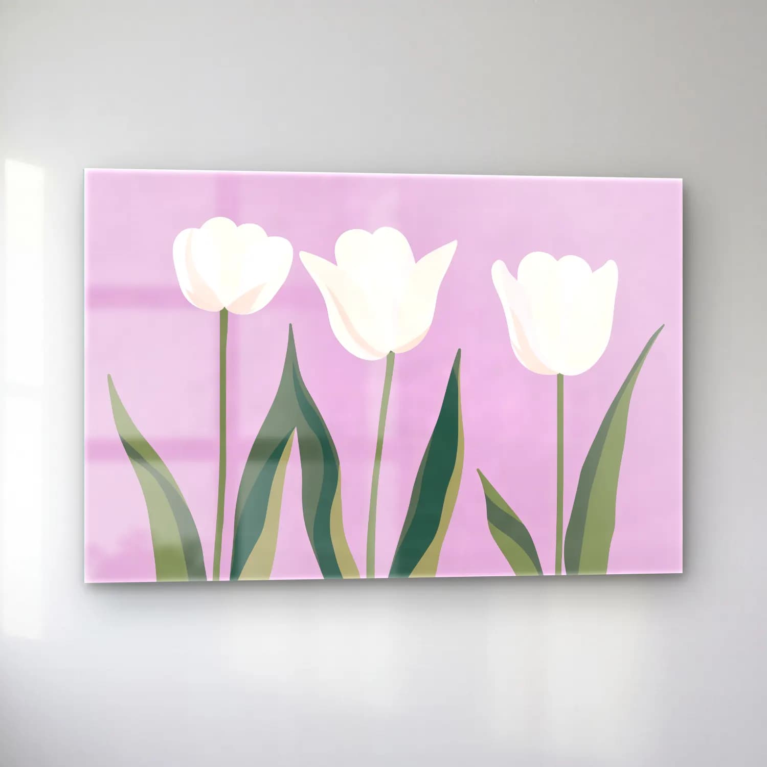 Pastel Laleler – Pembe Tonlar cam tablo — sol açıdan görünüm