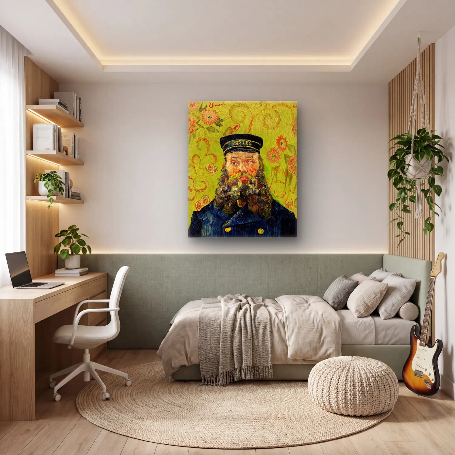 Empresyonist Erkek Portresi No. 6 cam tablo — genç odasında