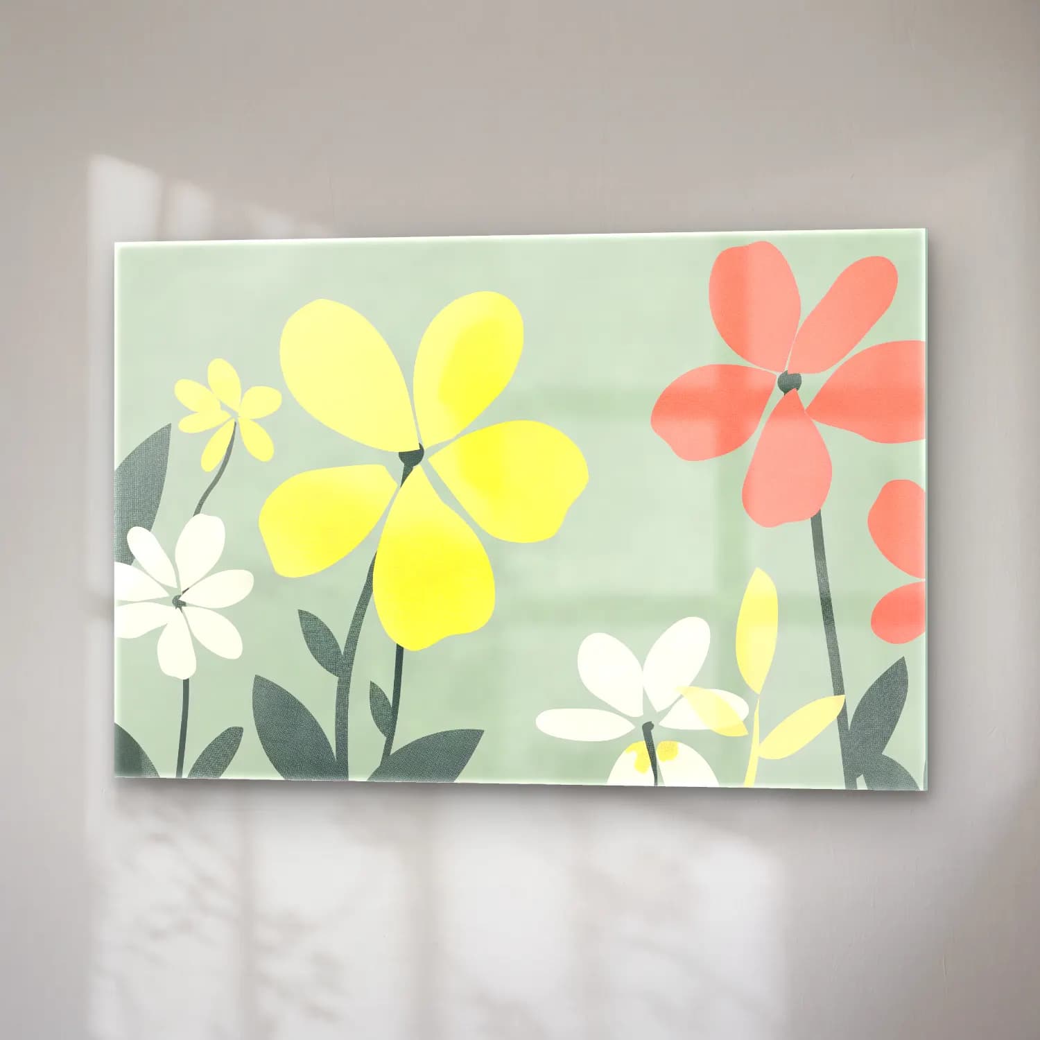 Pastel Çiçek Deseni No. 30 cam tablo — sağ açıdan görünüm