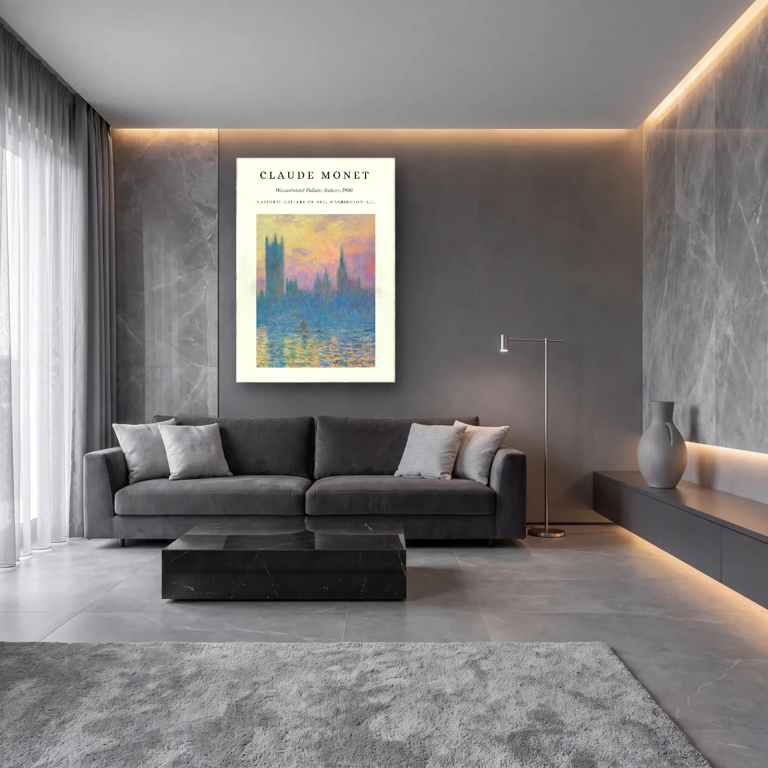 Empresyonist Londra – Pastel Tonlar cam tablo — lüks salon duvarında