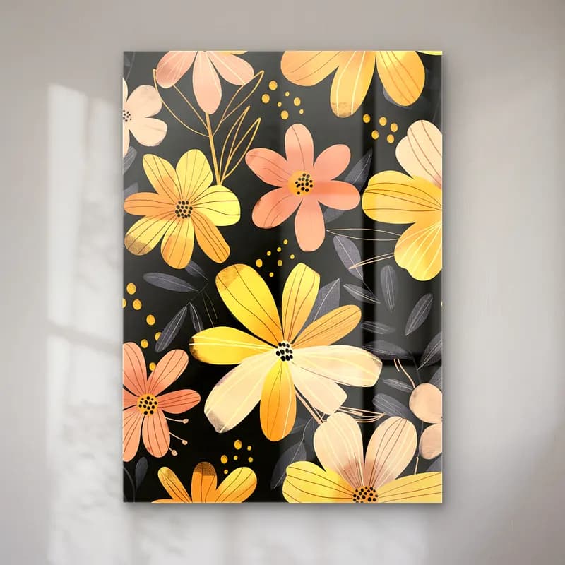 Boho Çiçek Deseni No. 52 cam tablo — Boho Çiçek Deseni No. 52 — boho çiçek deseni