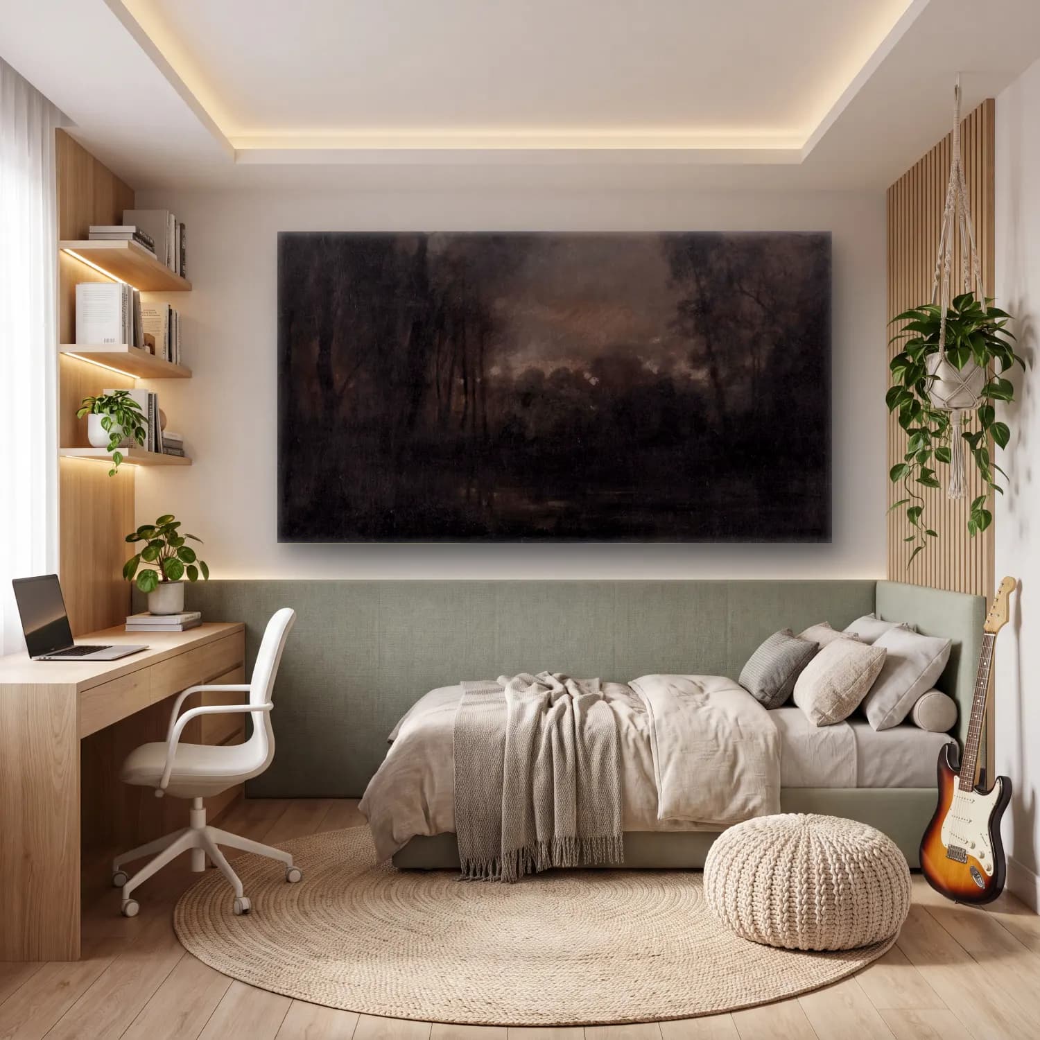 Yağlı Boya Sisli Orman No. 12 cam tablo — genç odasında