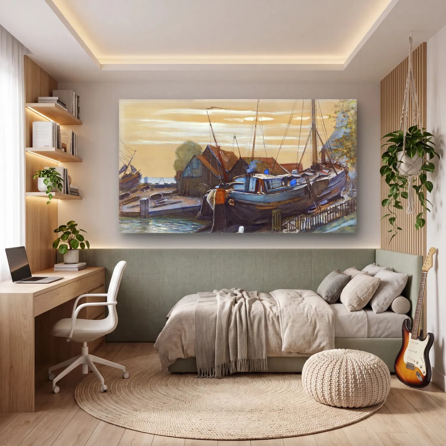 Piet Mondrian – Drydock at Durgerdam cam tablo — genç odasında