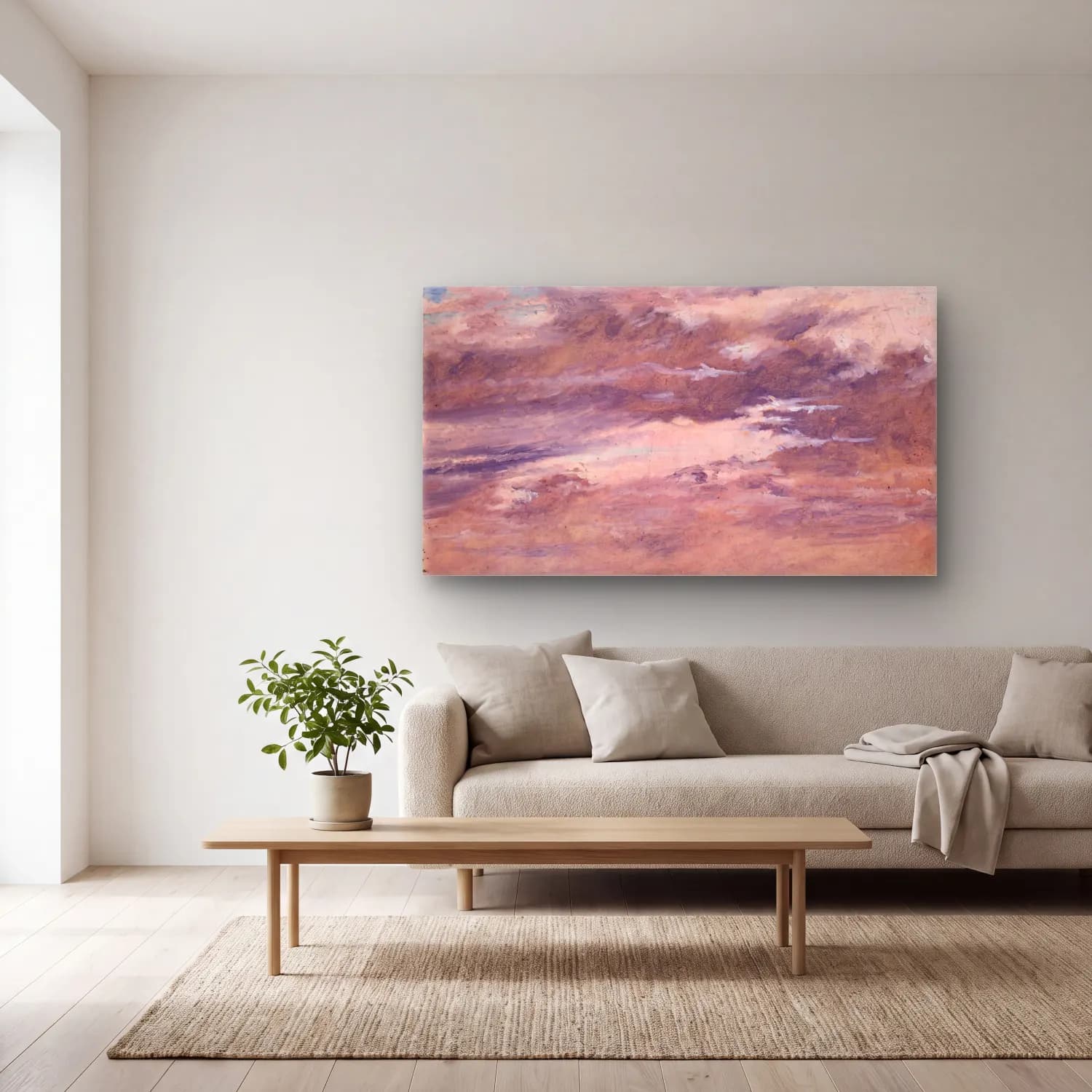 Christen Købke – Study of Clouds cam tablo — açık renk salonda