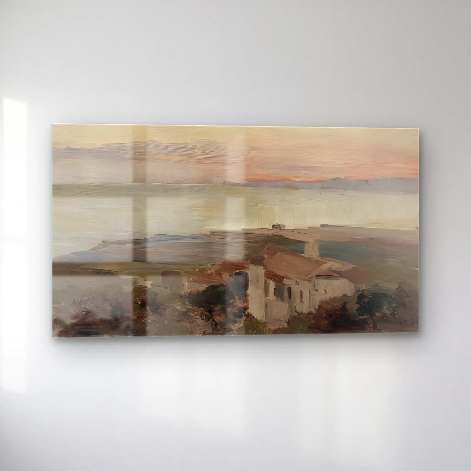 Yağlı Boya Yunan Adası No. 6 cam tablo — sol açıdan görünüm