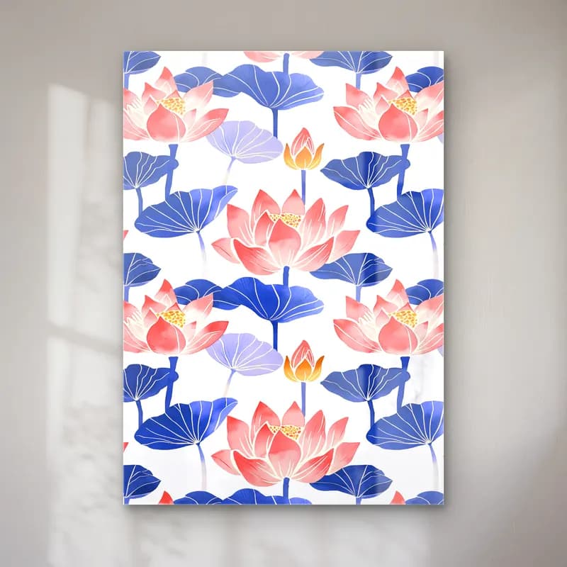 Pastel Lotus Çiçekleri No. 8 cam tablo — Pastel Lotus Çiçekleri No. 8 — pastel lotus çiçekleri