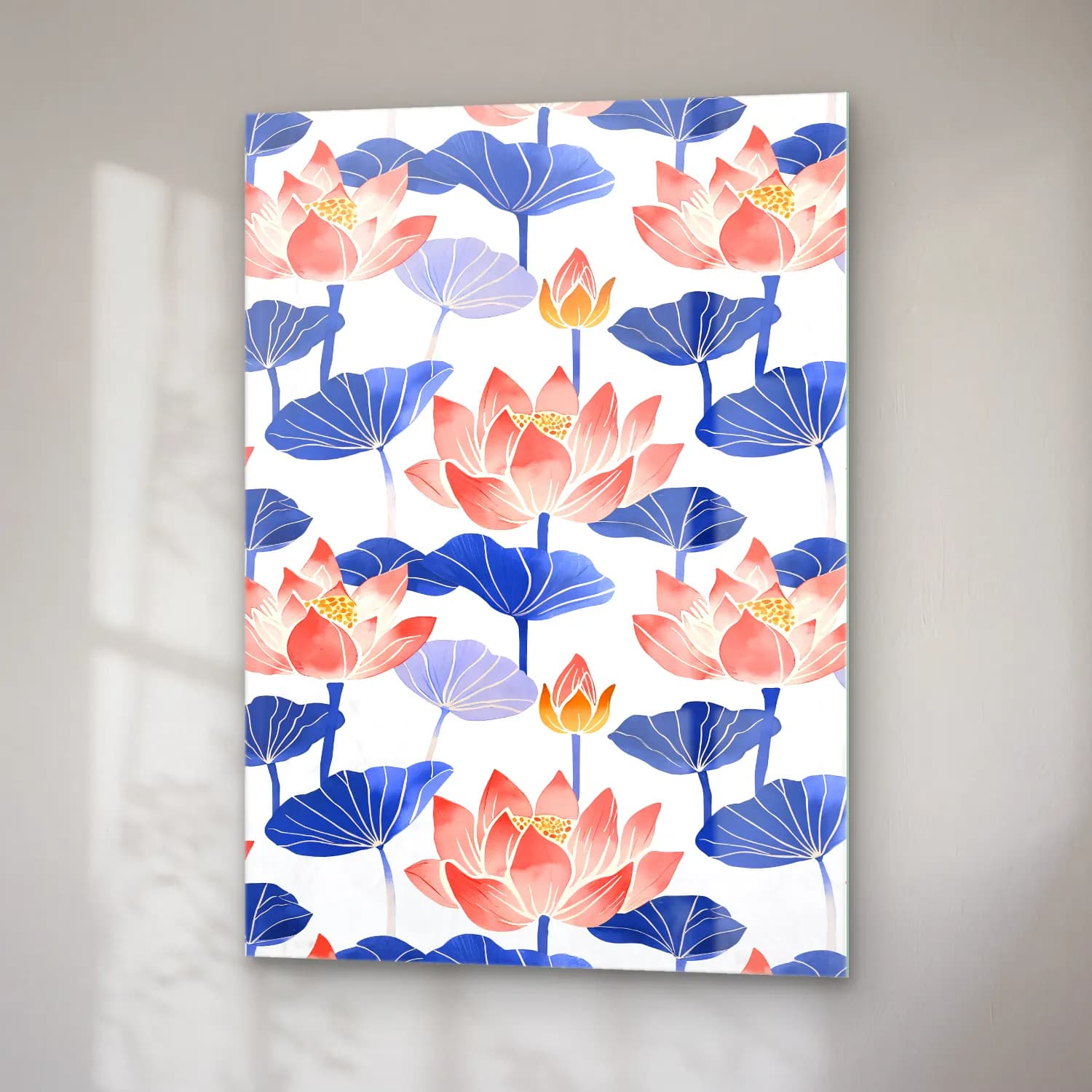 Pastel Lotus Çiçekleri No. 8 cam tablo — sağ açıdan görünüm