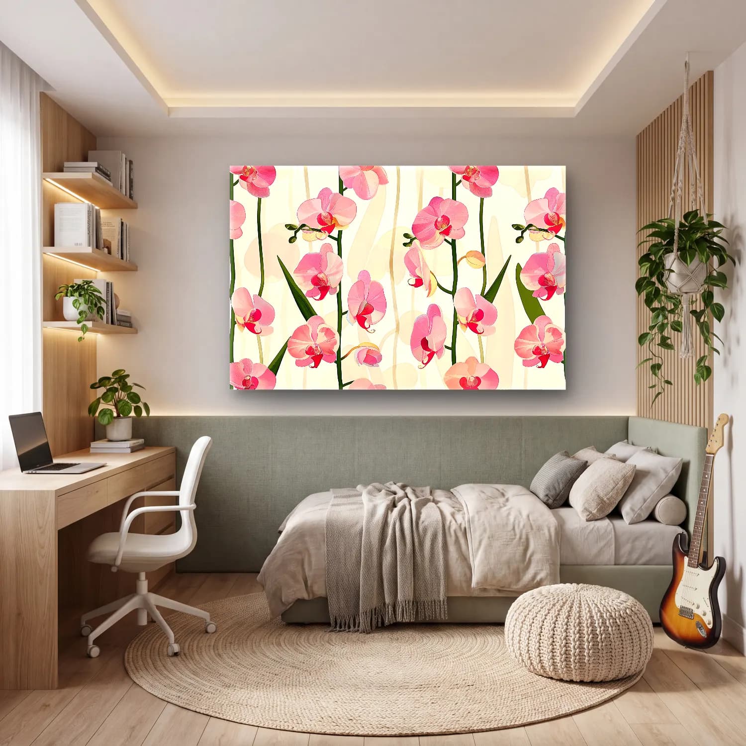 Pastel Orkideler – Pembe Tonlar cam tablo — genç odasında