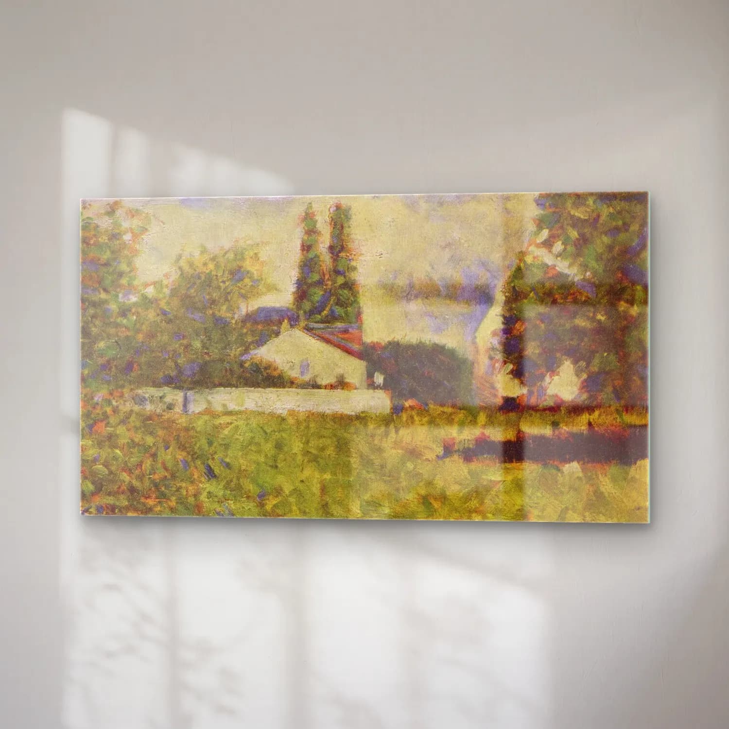 George Seurat – A House Between Trees cam tablo — sağ açıdan görünüm