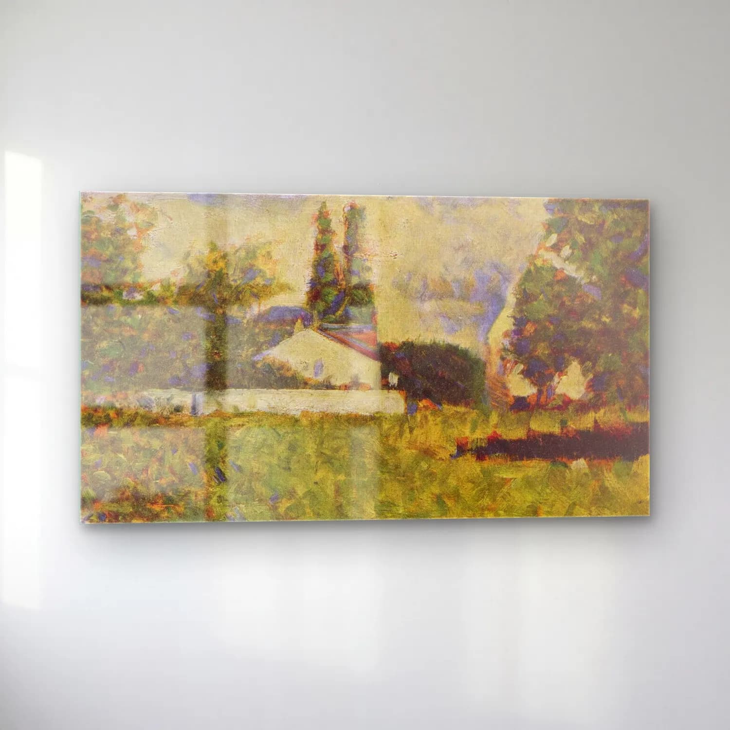 George Seurat – A House Between Trees cam tablo — sol açıdan görünüm