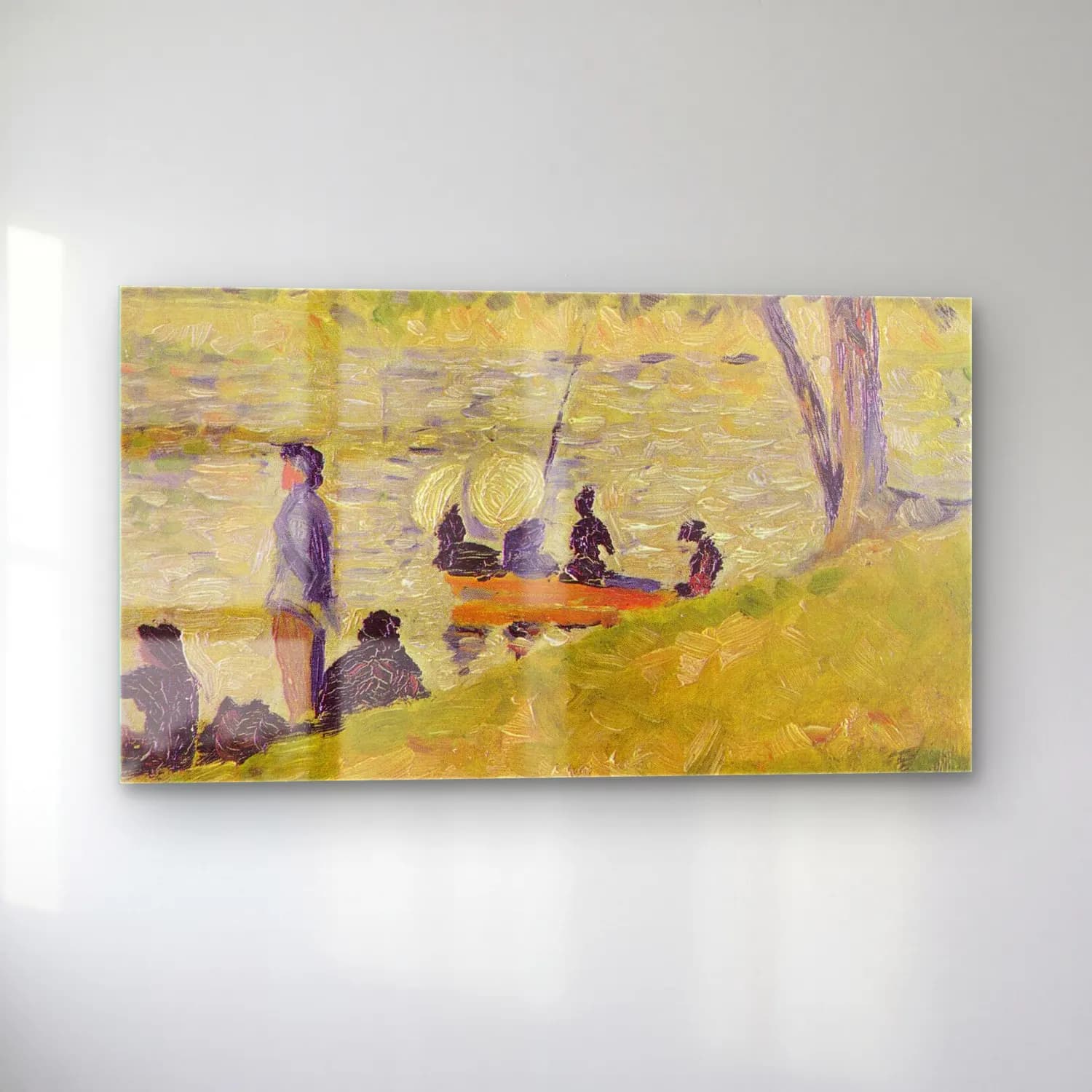 George Seurat – Afternoon on the Island of La Grande cam tablo — sol açıdan görünüm