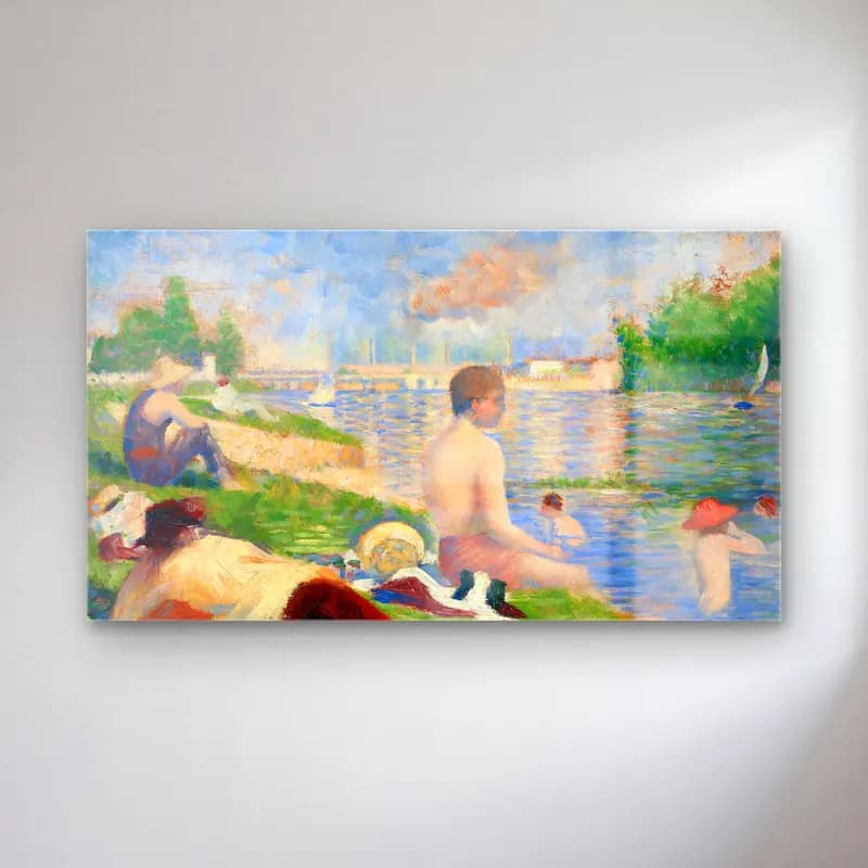 George Seurat – Bathers at Asnières cam tablo — George Seurat – Bathers at Asnières — empresyonist plaj şemsiyeleri