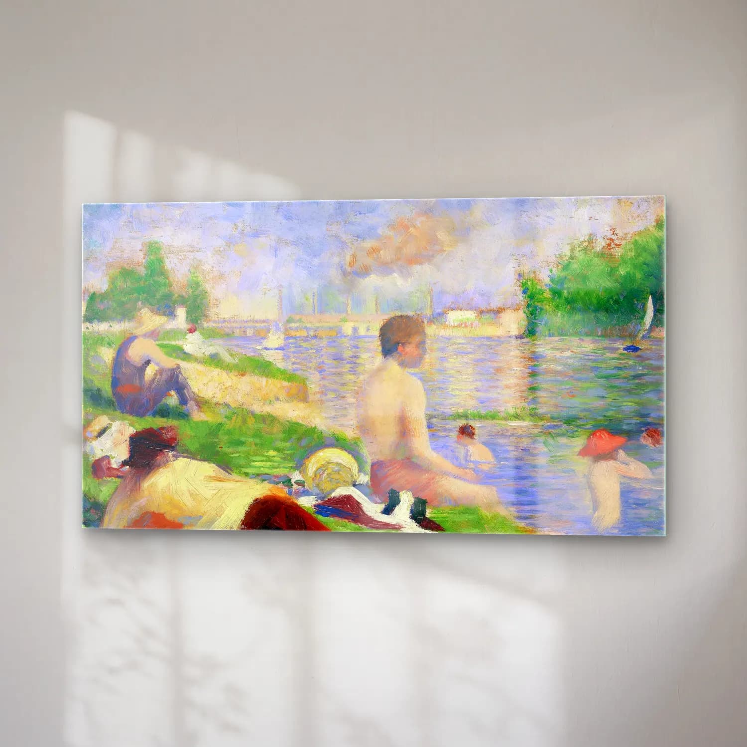 George Seurat – Bathers at Asnières cam tablo — sağ açıdan görünüm