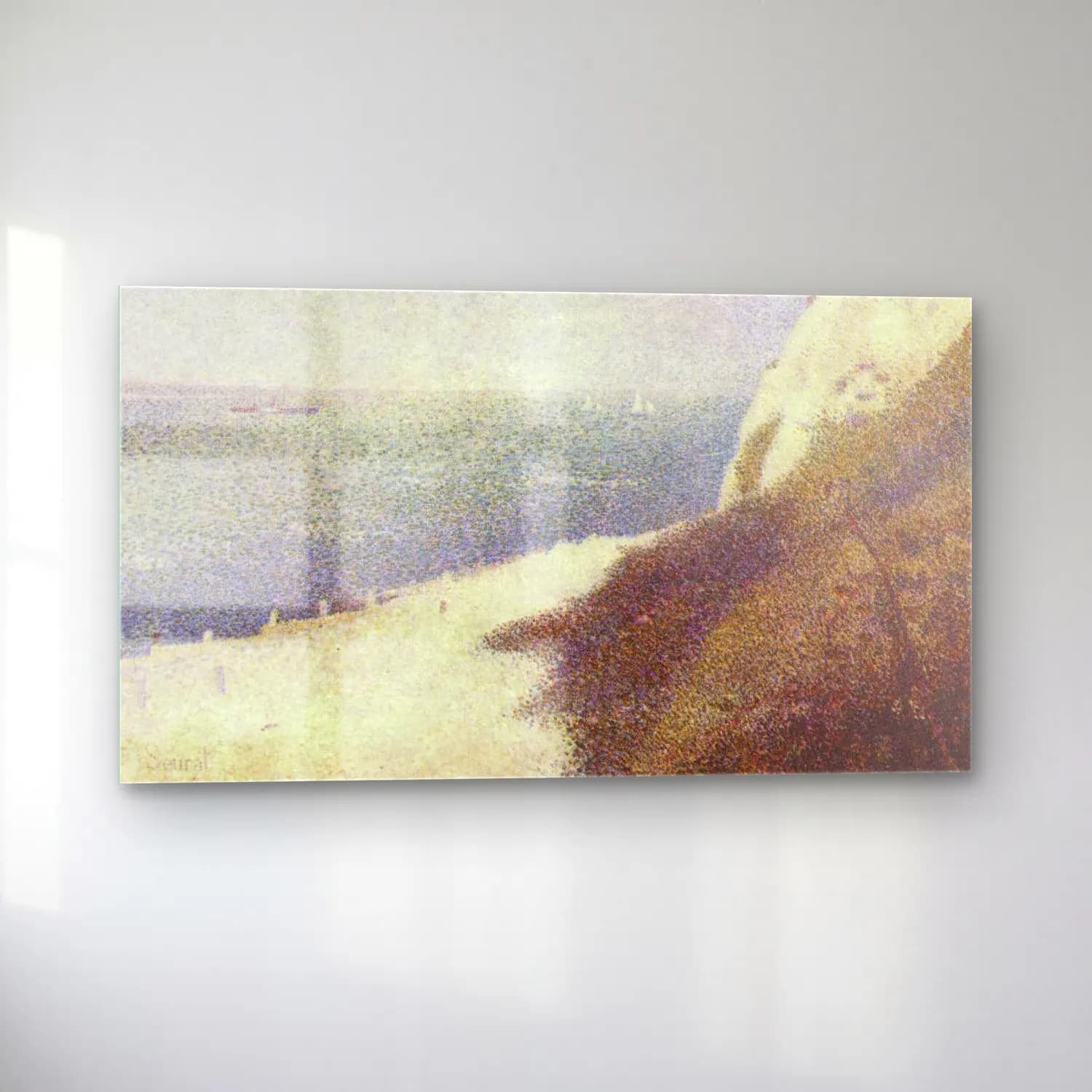 George Seurat – Beach at Bas Butin, Honfleur cam tablo — sol açıdan görünüm