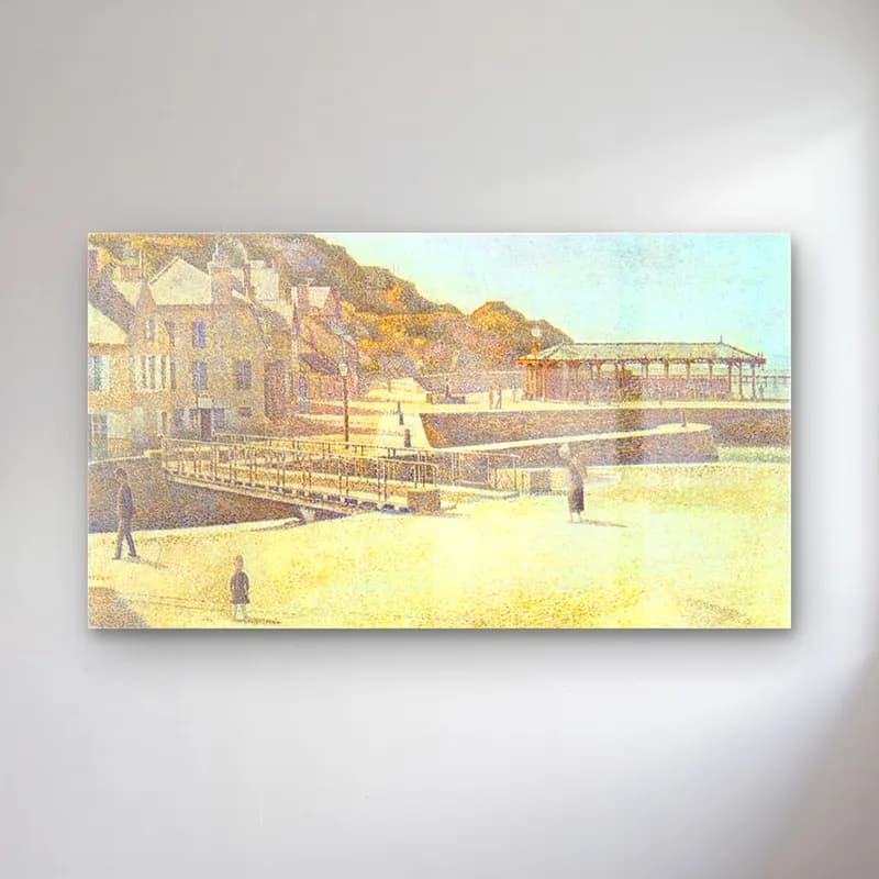 George Seurat – Buyenlarge The Port and The Quay at Bessin cam tablo — George Seurat – Buyenlarge The Port and The Quay at Bessin — vintage köy sokağı